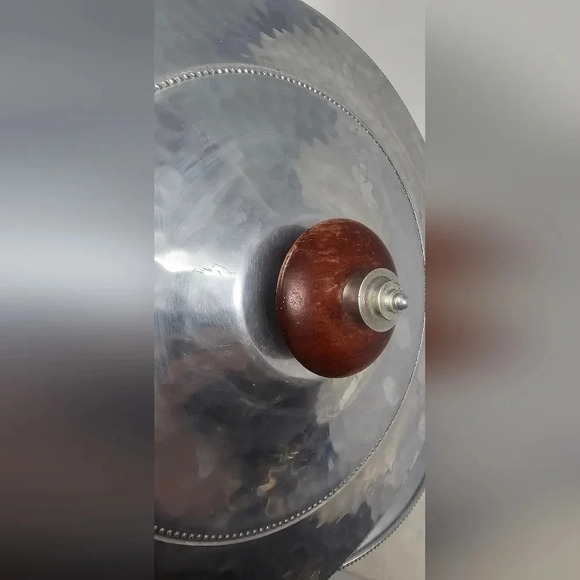 Vintage MCM aluminum Covered Casserole Serving Dish Wood Knob Buenilum Chafing - Picture 12 of 12